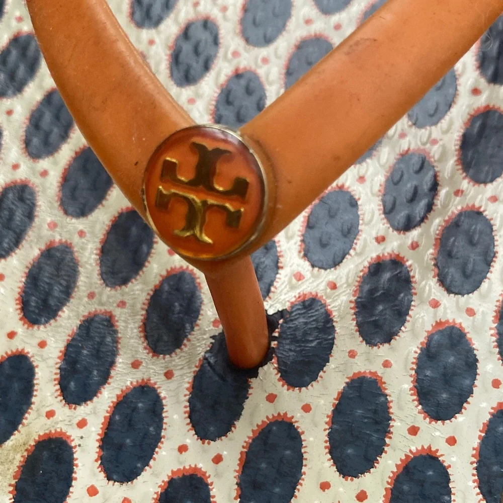 Tory Burch Orange / Blue Flip Flop Sandals - Picture 4 of 5